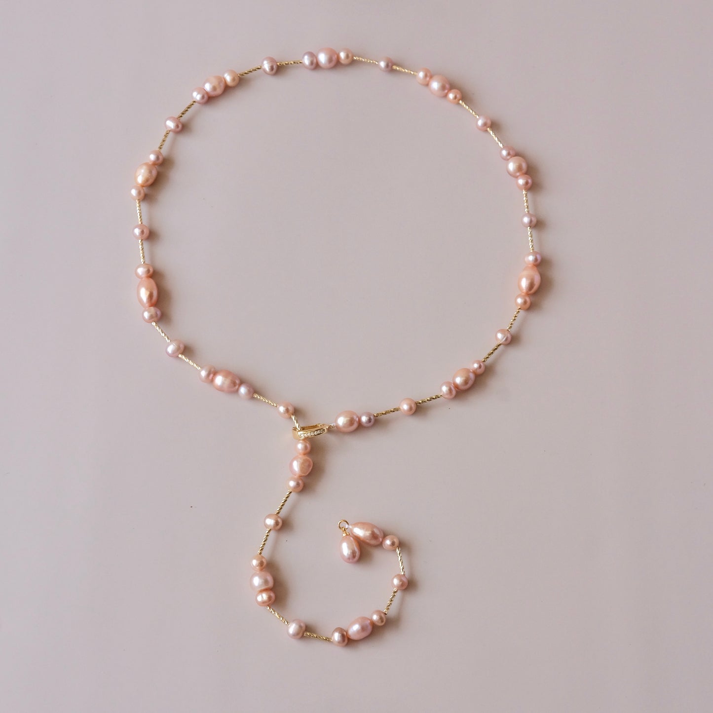 Collar largo de perlas de agua dulce hecho a mano, collar de perlas, joyería de moda para mujer