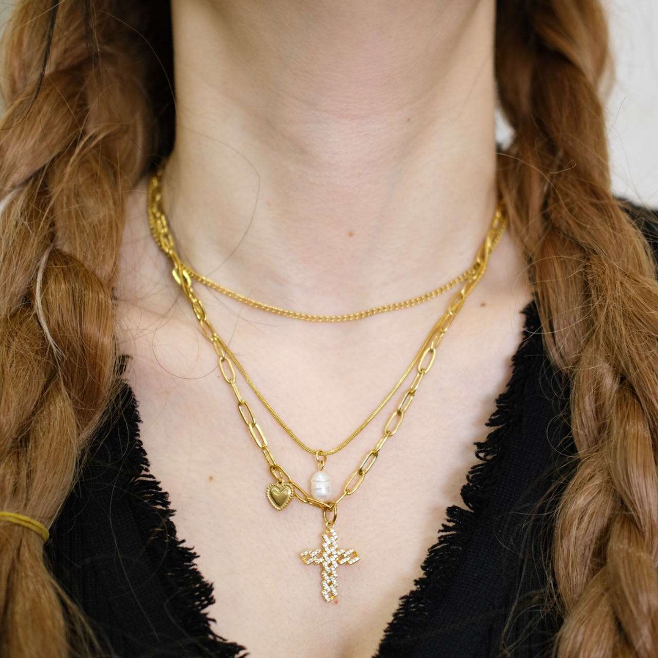 Gargantilla de collar de estilo personalizado de tres cadenas