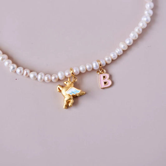 Pearl Pendant with Custom Initial Necklace