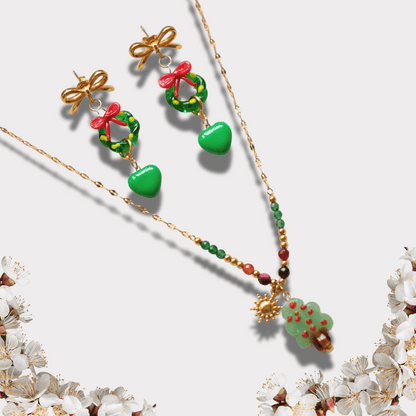Colgante de perlas de árbol de Navidad Collar de perlas - Conjunto de colgante de perlas de Navidad joyería de moda 