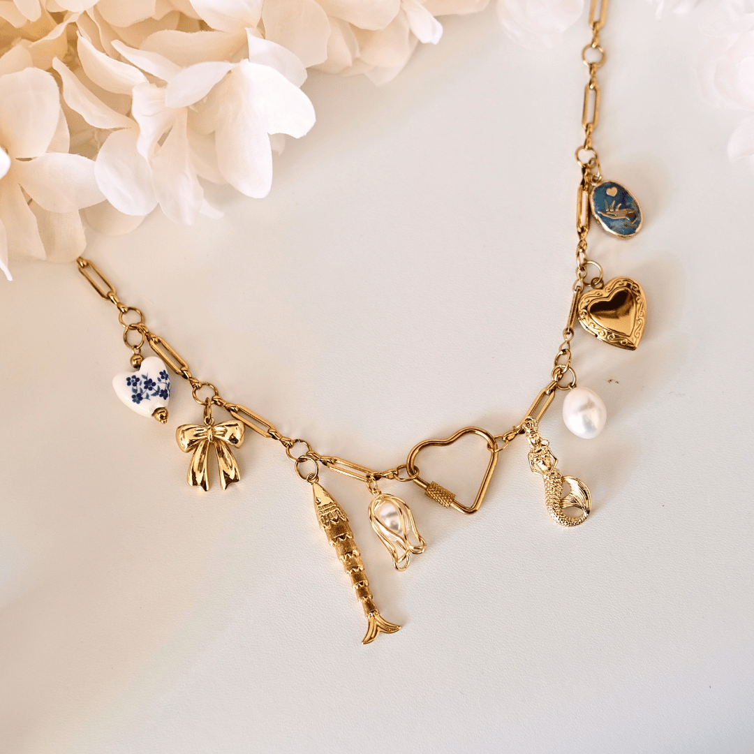 Customized heart Linear Grace  Charm Chain necklace