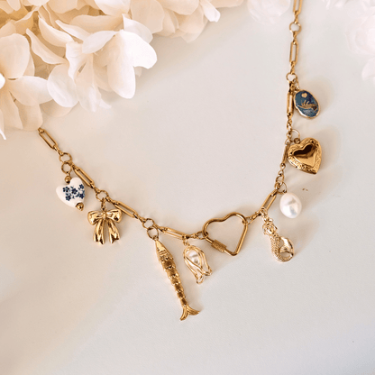 Customized heart Linear Grace  Charm Chain necklace
