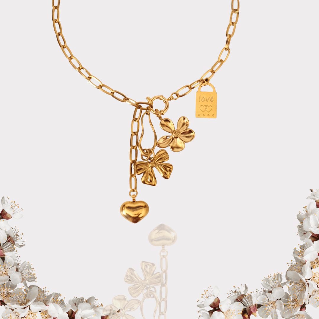 PRE-MADE BOW and Heart Necklace