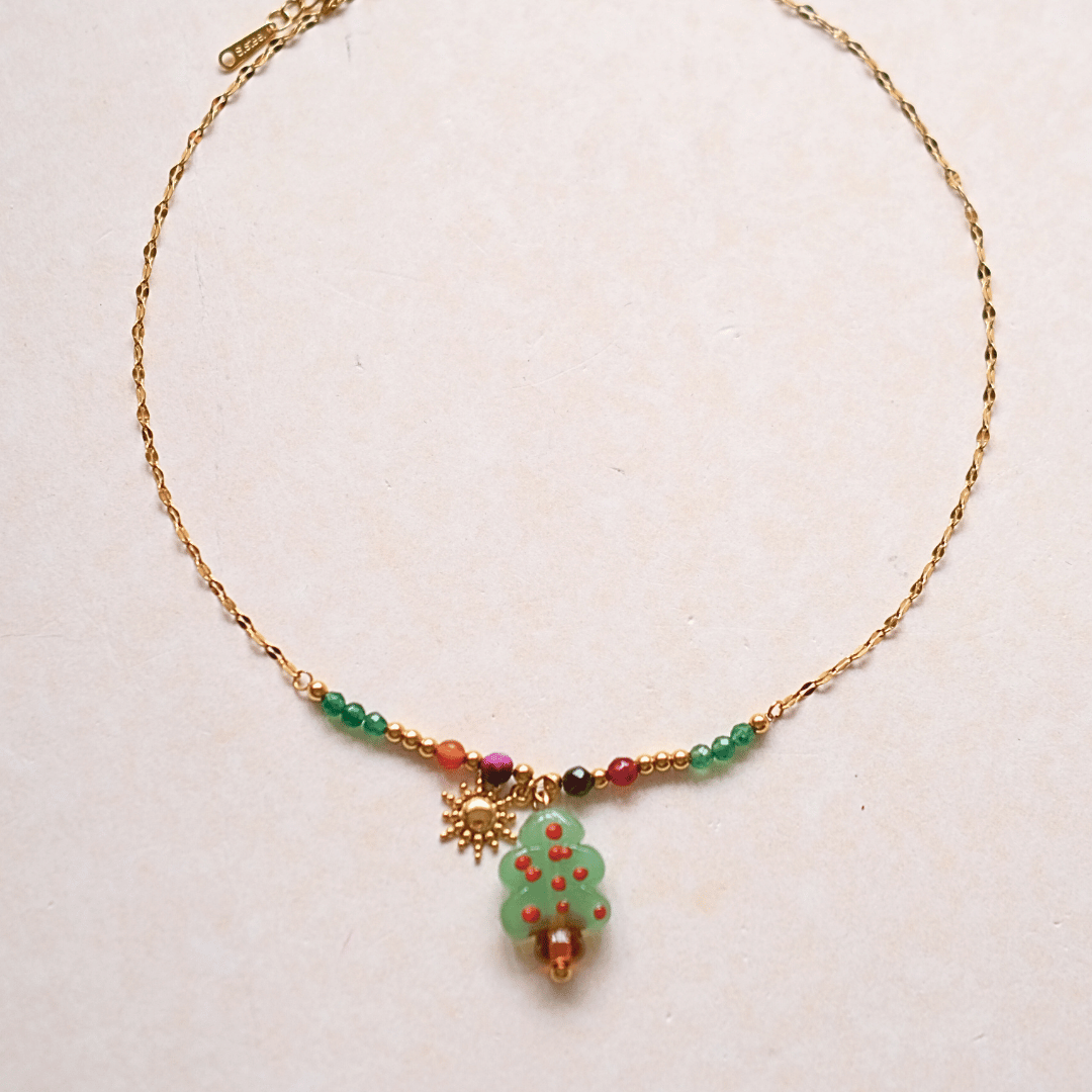 Colgante de perlas de árbol de Navidad Collar de perlas - Conjunto de colgante de perlas de Navidad joyería de moda 