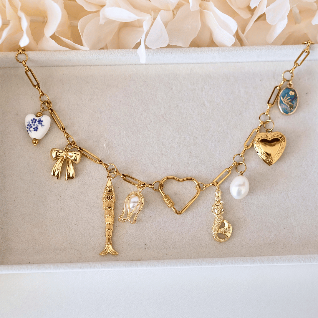 Customized heart Linear Grace  Charm Chain necklace