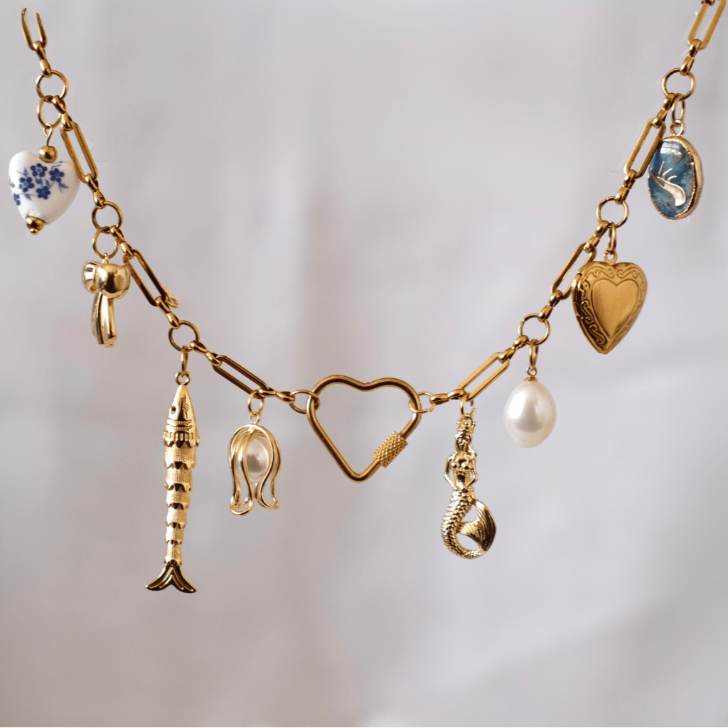 Customized heart Linear Grace  Charm Chain necklace