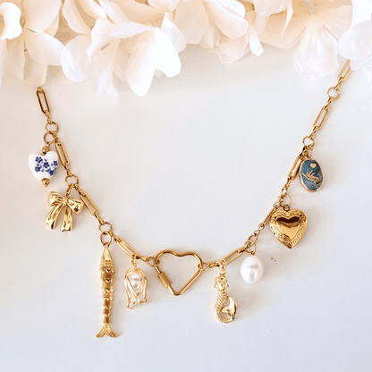Customized heart Linear Grace  Charm Chain necklace