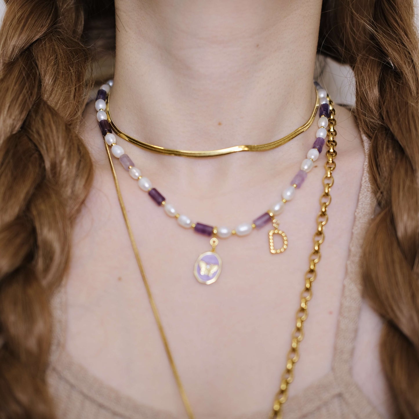 Collar de perlas con Inicial personalizada