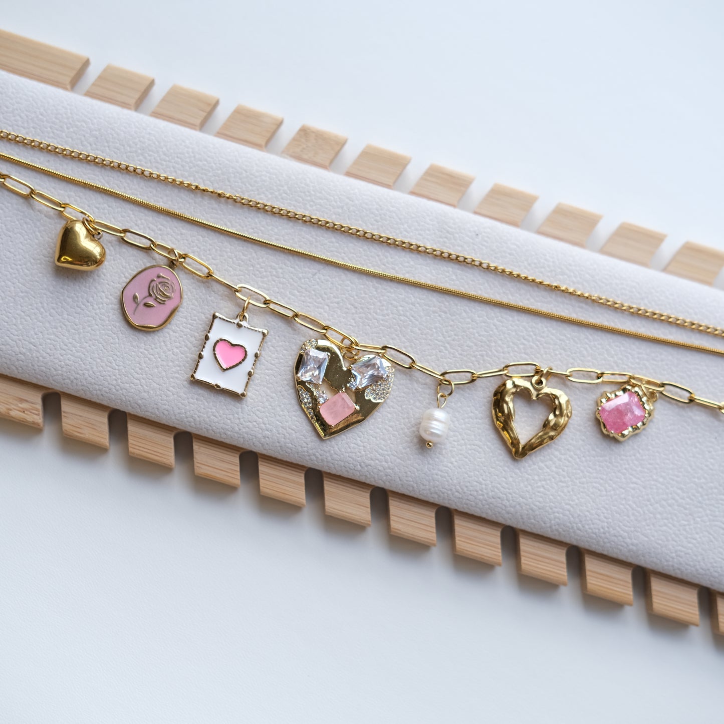 Personalized Gold Heart and Charm Multi-Layer Necklace -customization