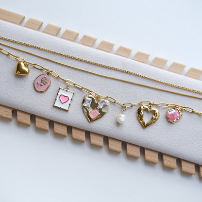 Personalized Gold Heart and Charm Multi-Layer Necklace -customization