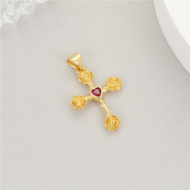 Cross with colorful Zircon charms pendant